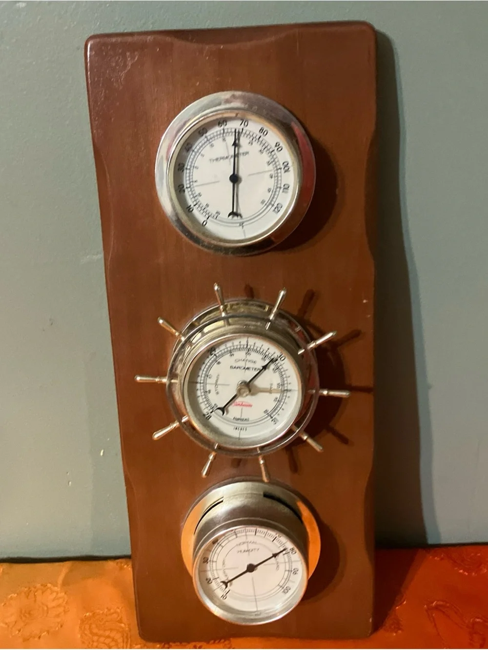 Vintage Sunbeam Nautical Weather Station Barometer, Temperature, Humidity